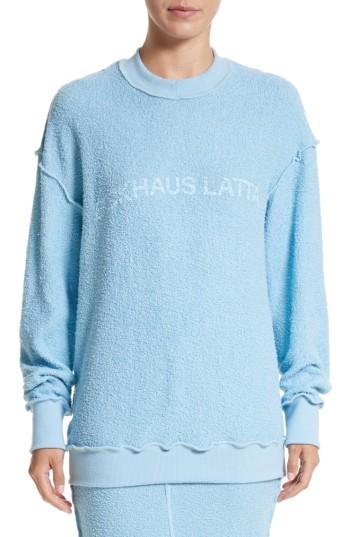 Women's Eckhaus Latta Drop Shoulder Reverse Terry Sweatshirt - Blue