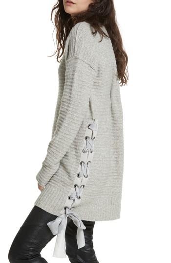 Women's Free People Heart It Laces Sweater - Grey