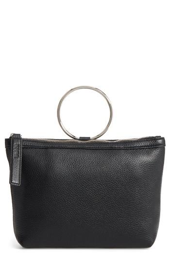 Kara Pebbled Leather Ring Clutch -