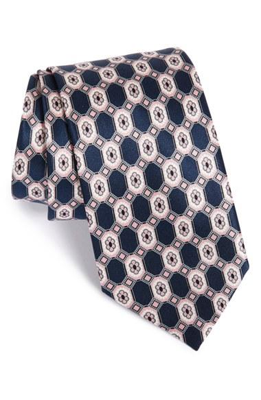 Men's Brioni Medallion Silk Tie, Size - Blue