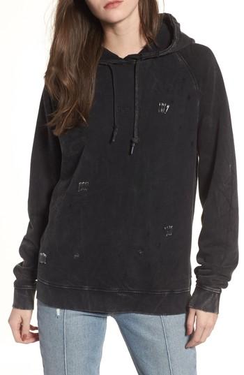 Women's Obey Arlo Distressed Safety Pin Hoodie - Black