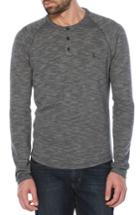 Men's Original Penguin Double Knit Slubbed Henley - Black