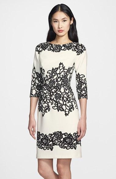 Women's Adrianna Papell Placed Print Sheath Dress - Ivory