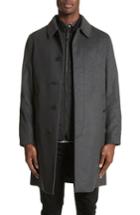Men's Burberry Morestead Wool Blend Car Coat With Liner Vest - Grey