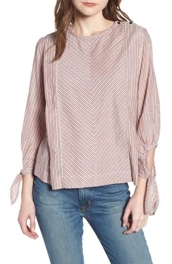 Women's Scotch & Soda Metallic Stripe Tie Sleeve Top - Pink