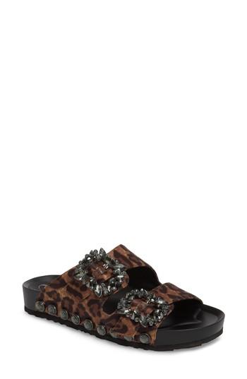 Women's Jessica Simpson Gemelia Embellished Slide Sandal M - Brown