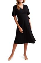 Women's Ingrid & Isabel Flutter Sleeve Knit Wrap Maternity/nursing Dress - Black