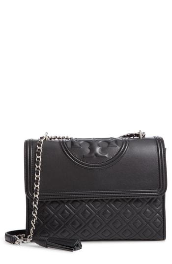 Tory Burch Fleming Leather Convertible Shoulder Bag - Grey