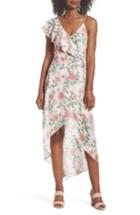 Women's Adelyn Rae Hannah Asymmetric Ruffle Midi Dress - Pink