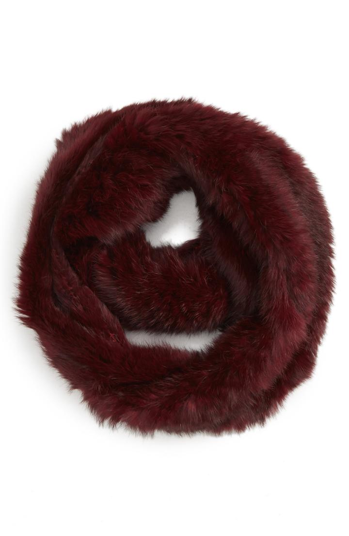 Women's Jocelyn Genuine Rabbit Fur Infinity Scarf, Size - Burgundy