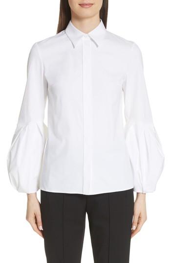 Women's Michael Kors Puff Sleeve Stretch Poplin Shirt - White