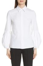 Women's Michael Kors Puff Sleeve Stretch Poplin Shirt - White