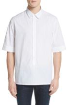Men's Helmut Lang Elongated Placket Stripe Woven Shirt - White