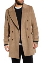 Men's Wax London Elwin Double Breasted Wool Blend Coat - Brown