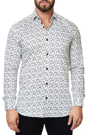 Men's Maceoo Luxor Funky Gun Trim Fit Sport Shirt (m) - White