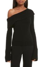 Women's Theory One-shoulder Foldover Sweater - Black