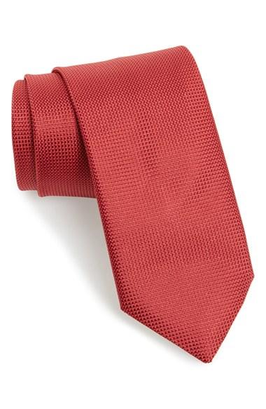 Men's Canali Solid Silk Tie, Size - Red
