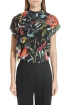 Women's Fuzzi Floral Ruffle Tulle Top - Black