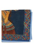 Men's Eton Medieval Print Wool Pocket Square, Size - Blue