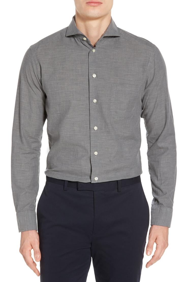 Men's Eton Slim Fit Solid Dress Shirt - Grey
