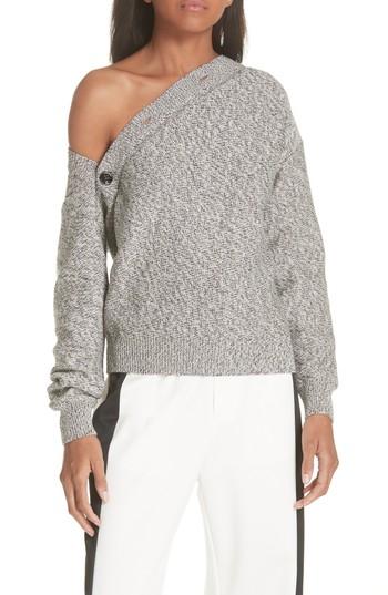 Women's Mm6 Maison Margiela Asymmetrical Button Sweater