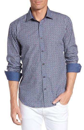 Men's Bugatchi Shaped Fit Optic Pattern Sport Shirt