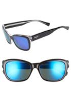 Women's Maui Jim Plumeria 55mm Polarized Cat Eye Sunglasses - Black W Crystal/ Blue Hawaii