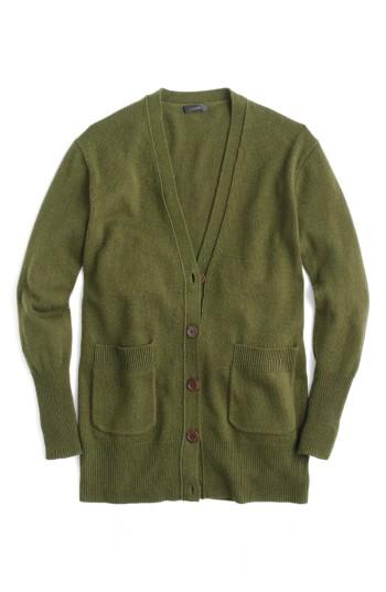 Women's J.crew Oversize Wool Blend Cardigan, Size - Green