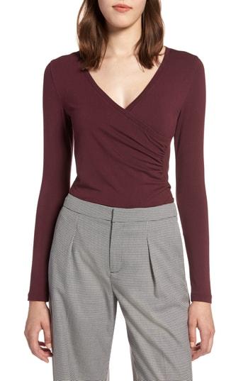 Women's Halogen Surplice Knit Top - Burgundy
