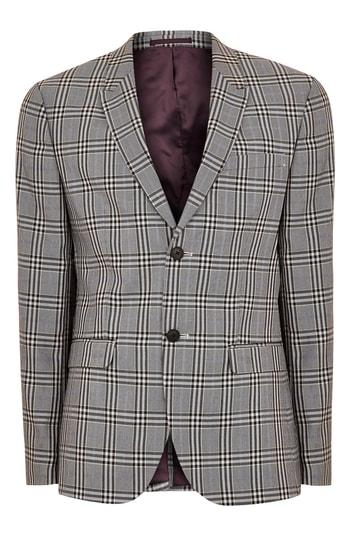 Men's Topman Skinny Fit Check Blazer R - Grey