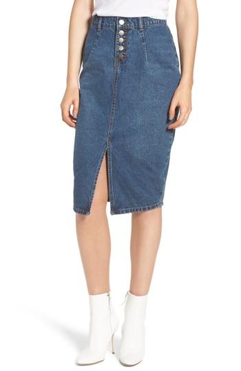 Women's Lost Ink Denim Skirt - Blue