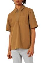 Men's Topman Half Zip Work Shirt - Beige