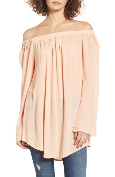 Women's Bp. Off The Shoulder Tunic, Size - Coral