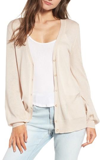 Women's Hinge Blouson Sleeve Cardigan, Size - Beige
