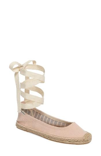 Women's Soludos Ankle Tie Espadrille Flat .5 M - Pink