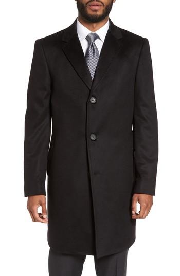 Men's Monte Rosso Carter Classic Fit Cashmere Overcoat R - Black