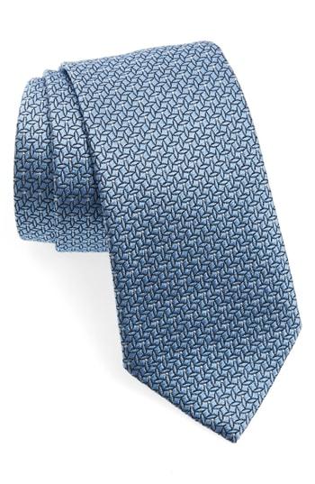 Men's Emporio Armani Geometric Silk Tie, Size - Blue