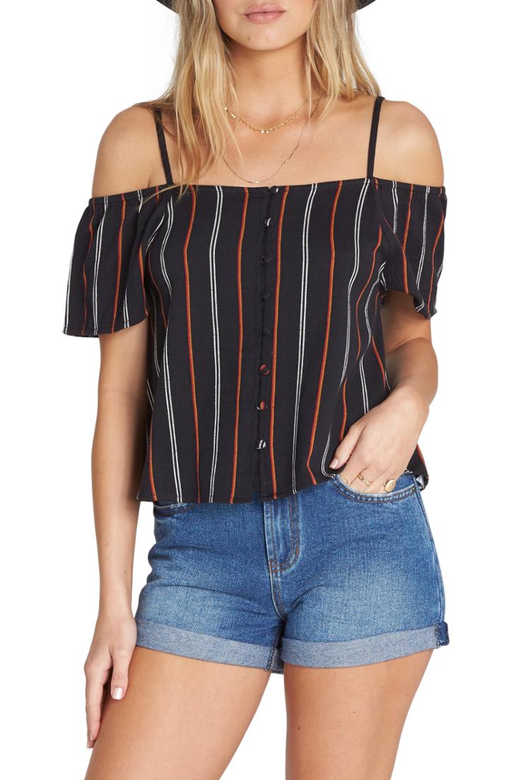 Women's Billabong Summer Fling Cold Shoulder Top - Black