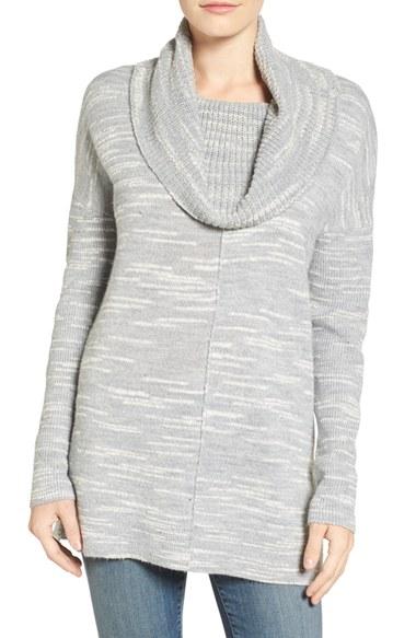 Women's Caslon Side Slit Cowl Neck Tunic - Grey
