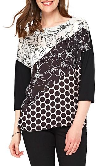 Women's Wallis Multi Pattern Satin Front Top - Black