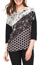 Women's Wallis Multi Pattern Satin Front Top - Black