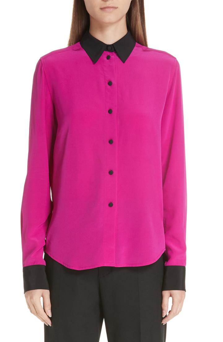 Women's Marc Jacobs Contrast Collar Silk Shirt