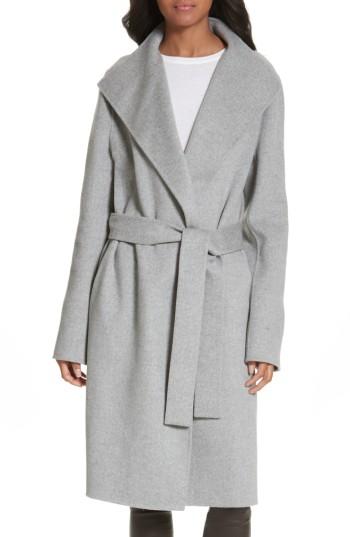 Women's Joseph Lima Double-face Wool & Cashmere Wrap Coat Us / 44 Fr - Grey
