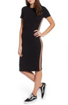 Women's One Clothing Side Stripe Rib Knit Dress - Black