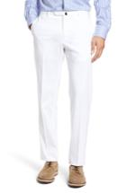 Men's Incotex Flat Front Solid Cotton Blend Trousers R - White