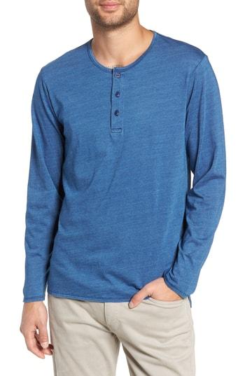 Men's Goodlife Split Hem Henley Shirt, Size - Blue