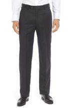 Men's Berle Flat Front Solid Wool Trousers X Unhemmed - Grey