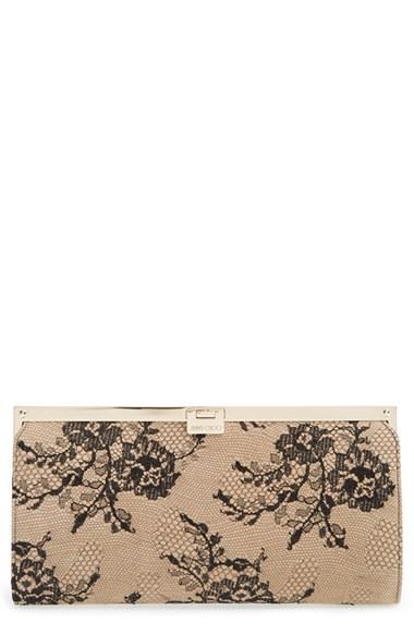 Jimmy Choo 'camille' Lace & Leather Clutch -