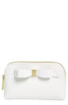 Ted Baker London Emmahh Bow Small Leather Cosmetics Case, Size - White