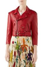 Women's Gucci Chateau Marmont Embellished Leather Biker Jacket Us / 40 It - Red